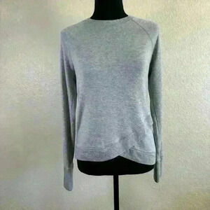Athleta Criss Cross Sweatshirt Long Sleeve Crew Neck Gray Women Size XS
